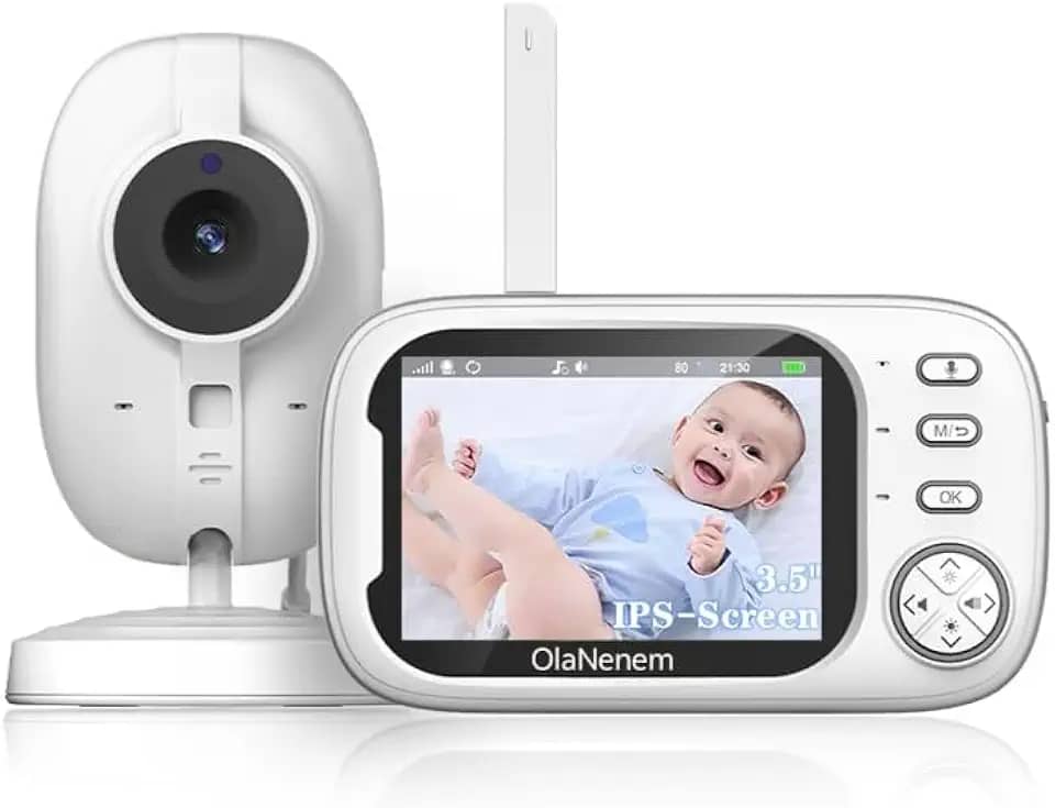 Baba Eletronica Câmera sem internet, 3.5" Monitor de Bebe, 2 Way Audio, Visão Nocturna,Zoom Digital,Visão Noturna Automática Baby,VOX, Monitoramento Temperatura,Canção de Ninar