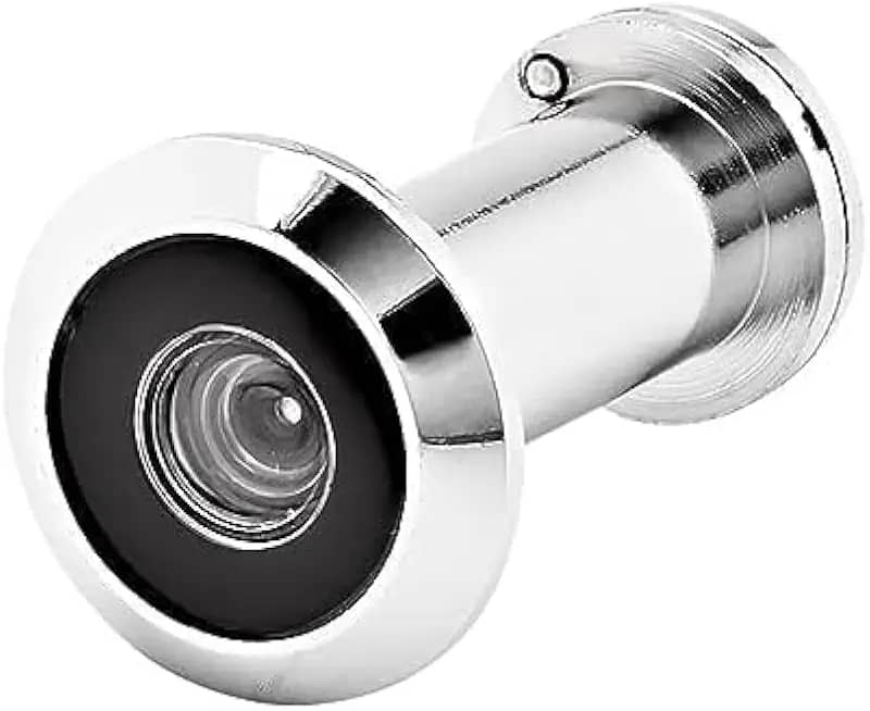 Olho Mágico Cromado 200°: Segurança e Visão Panorâmica para Sua Porta - Latão Durável, Fácil Instalação e Acabamento Elegante para Proteger Seu Lar