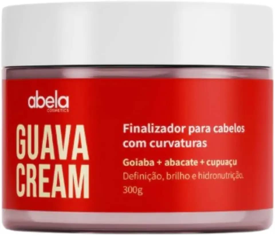 Finalizador Guava Cream 300g – Abela Cosmetics - Leave-in para Brilho Definição e Força Ideal para Cabelos Cacheados Crespos e Ondulados Nutrição Profunda Controle de Frizz e Fios Maleáveis.