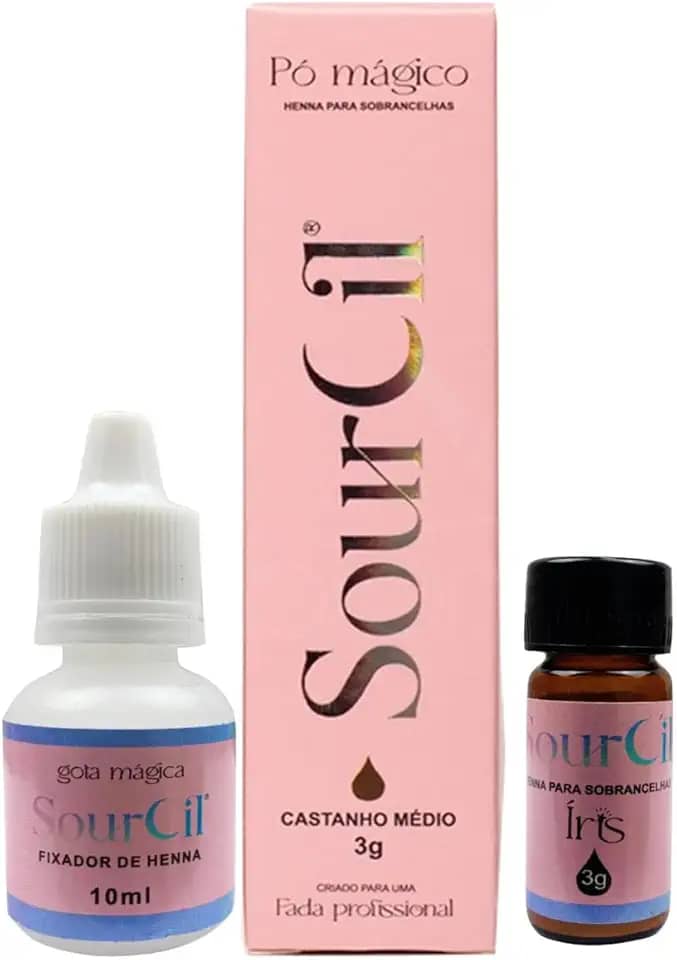 Henna Sobrancelhas Kit Designer Profissional Sour Cil Fada (Castanho Médio)