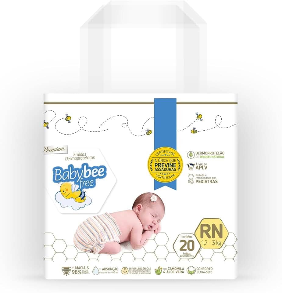 FRALDA DERMOPROTETORA Baby Bee Free - RN, 20 UND