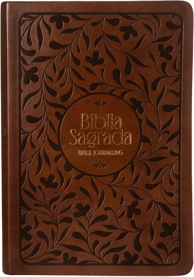 Bíblia NVI Bible Journaling, courosoft marrom com baixo relevo, com espaço para anotações, Leitura Perfeita, Falei com Amor: Bíblia Sagrada Nova Versão Internacional
