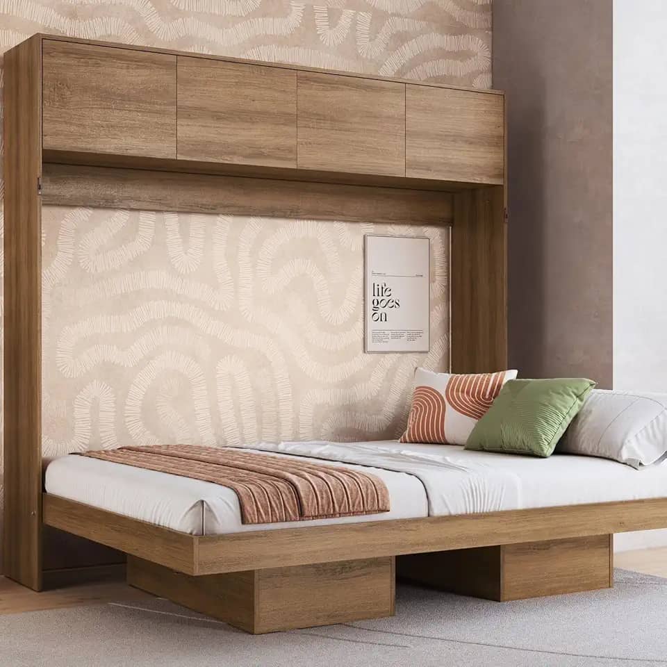 Cama Casal Articulável Horizontal com Portas 140 Hanover Mel