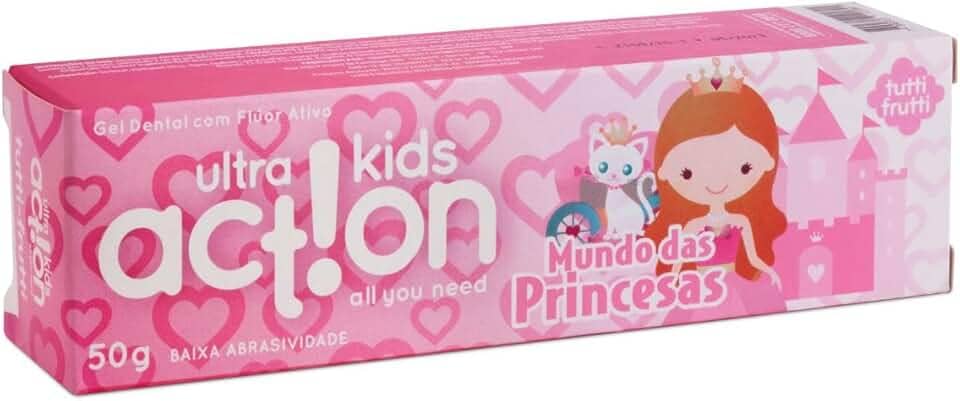 Creme Dental Infantil Mundo das Princesas Tutti Frutti, Boni Kids, Ultra Action