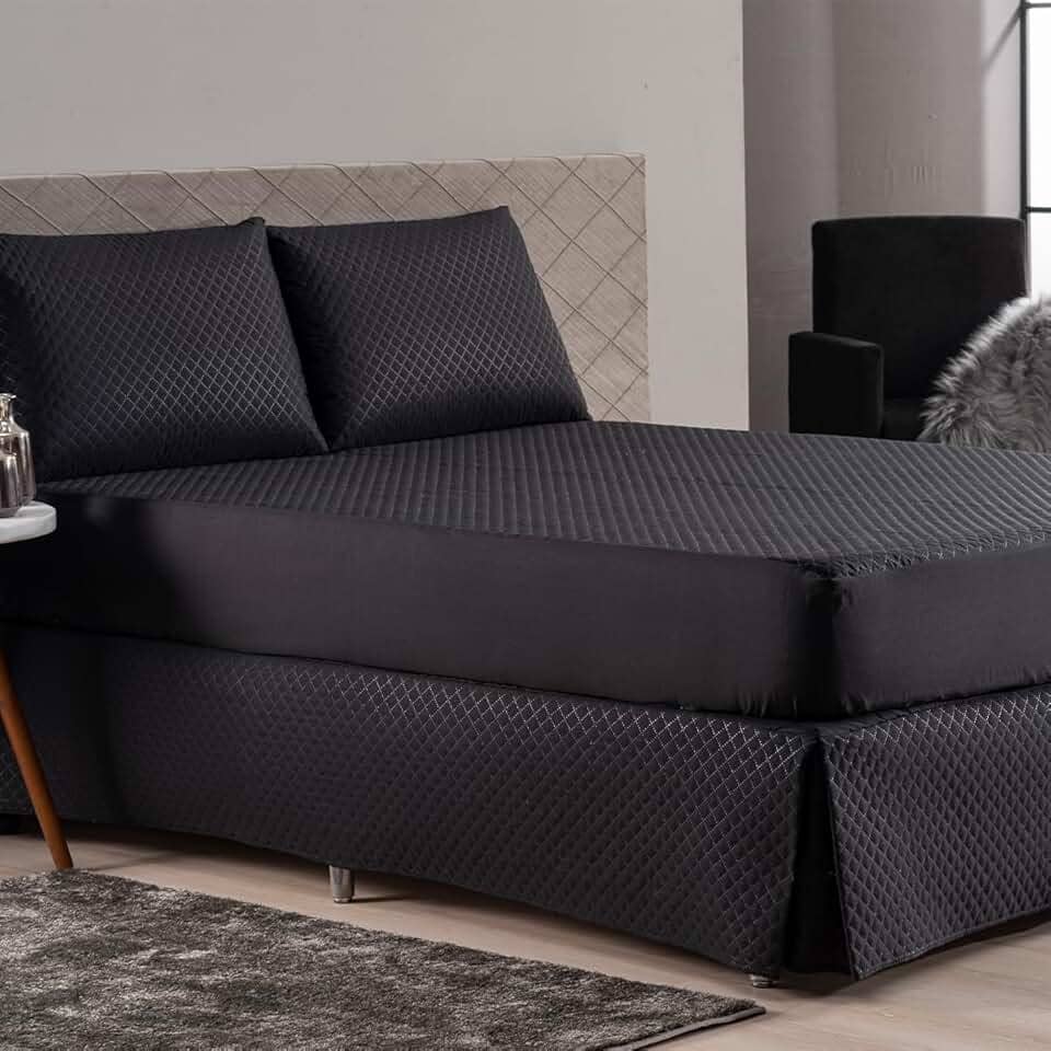 Protetor de Colchão Solteiro Capa Impermeável, Matelassê Ultrassônico 4 Camadas, 188x88x30 cm,Modelo Slip com Elastico 6 CORES (preto)
