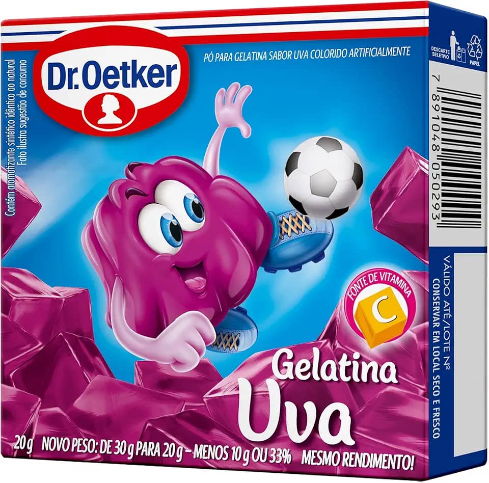 Dr.Oetker Dr. Oetker Gelatina Em Pó Sabor Uva Sobremesa Com Sabor E Consistência Deliciosa Para Toda A Família Fácil De Fazer 20G