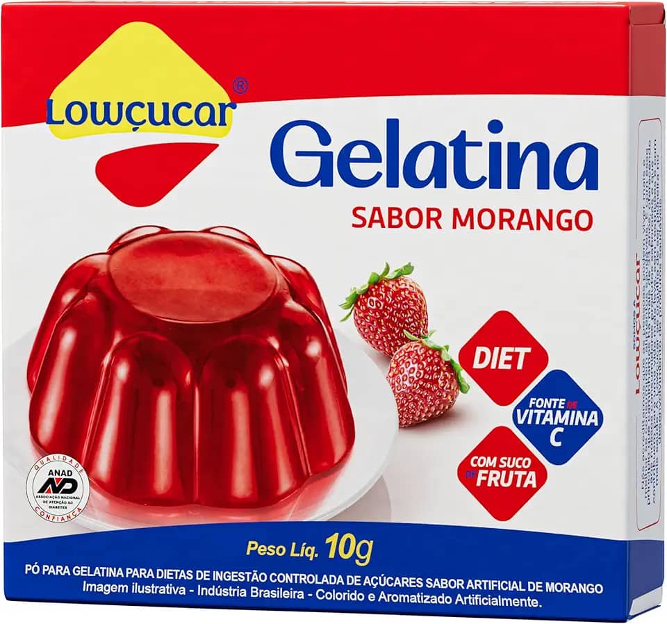Lowcucar Gelatina Zero Morango 10G